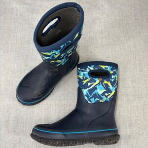 BOGS Blue Waterproof Insulated Rubber Neoprene Winter Rain Boot Big Kids Size 6